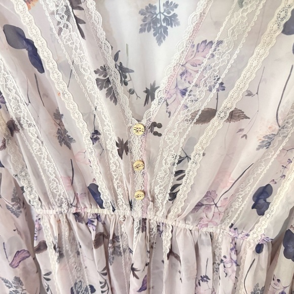 POL Floral Long Sleeve Chiffon Dress in Pink/Purple - Picture 8 of 12